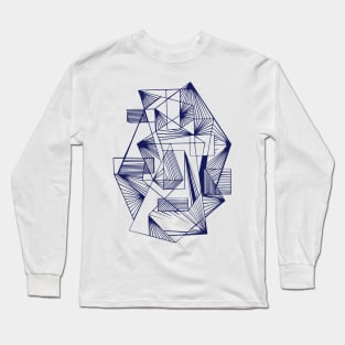 Blue Geometric abstract modern Long Sleeve T-Shirt